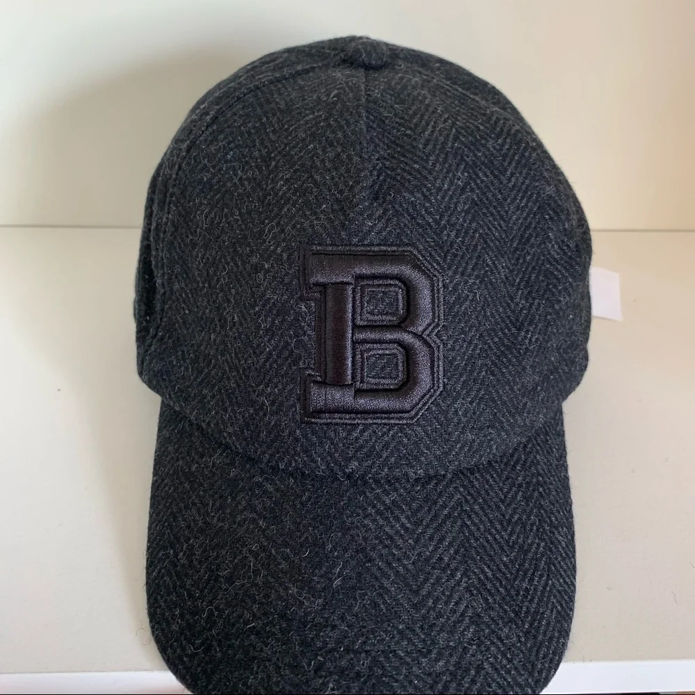 B wool leather Herringbone cap hat